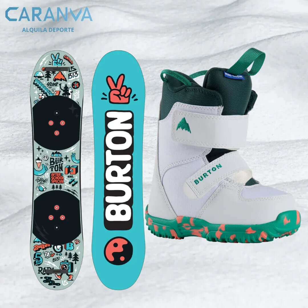 Alquiler Esquis Manzaneda - Niños hasta 12 Años / SnowBoard / Con Botas -CaranvaSports - temporada 2026