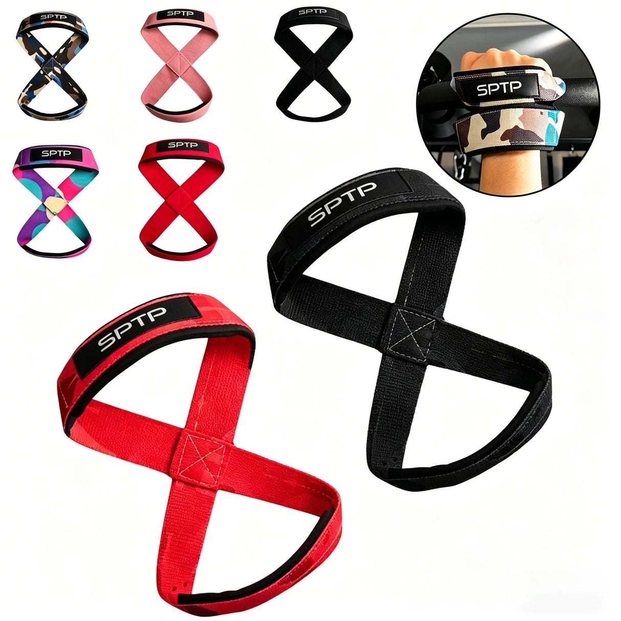 Sangles Gym Figure 8 — Poignets de Préhension Haltérophilie et Crossfit